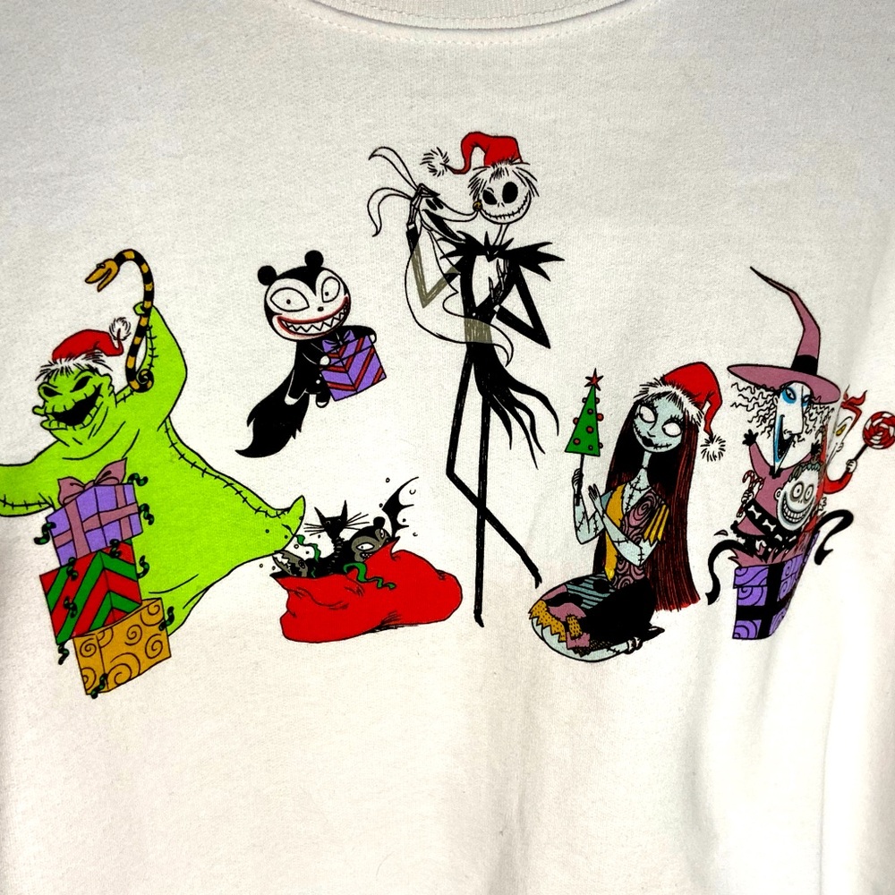 DISNEY’S The Nightmare Before Christmas Cropped Christmas Sweatshirt Sz Large - Picture 3 of 4